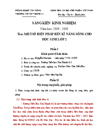 Sáng kiến kinh nghiệm Một số biện pháp rèn kĩ năng sống cho học sinh Lớp 2