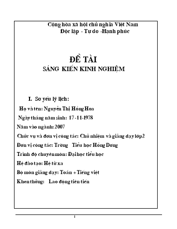 Sáng kiến kinh nghiệm Một số phương pháp rèn kĩ năng đọc cho học sinh Lớp 2