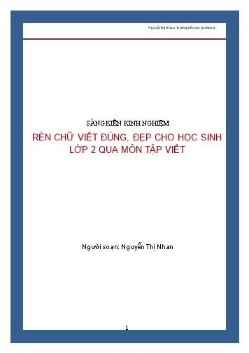 Sáng kiến kinh nghiệm Rèn chữ viết đúng, đẹp cho học sinh Lớp 2 qua phân môn Tập viết