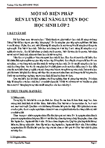 Sáng kiến kinh nghiệm Một số biện pháp rèn luyện kĩ năng luyện đọc học sinh Lớp 2