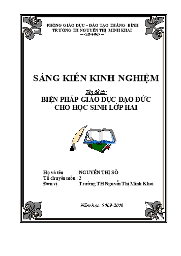 Sáng kiến kinh nghiệm Biện pháp giáo dục Đạo đức cho học sinh Lớp 2