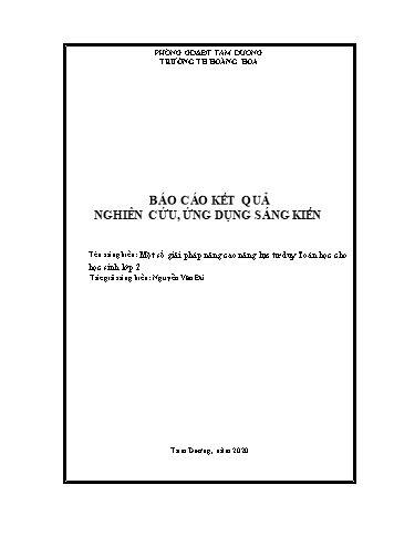 Sáng kiến kinh nghiệm Một số giải pháp nâng cao năng lực tư duy Toán học cho học sinh Lớp 2