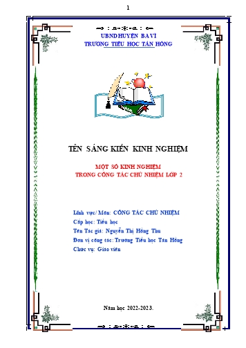 Sáng kiến kinh nghiệm Một số kinh nghiệm trong công tác chủ nhiệm Lớp 2 Trường TH Tản Hồng