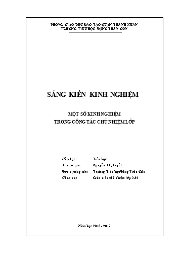 Sáng kiến kinh nghiệm Một số kinh nghiệm trong công tác chủ nhiệm Lớp 2 trường TH Đặng Trần Côn