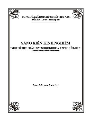 Sáng kiến kinh nghiệm Một số biện pháp luyện đọc khi dạy tập đọc ở Lớp 2